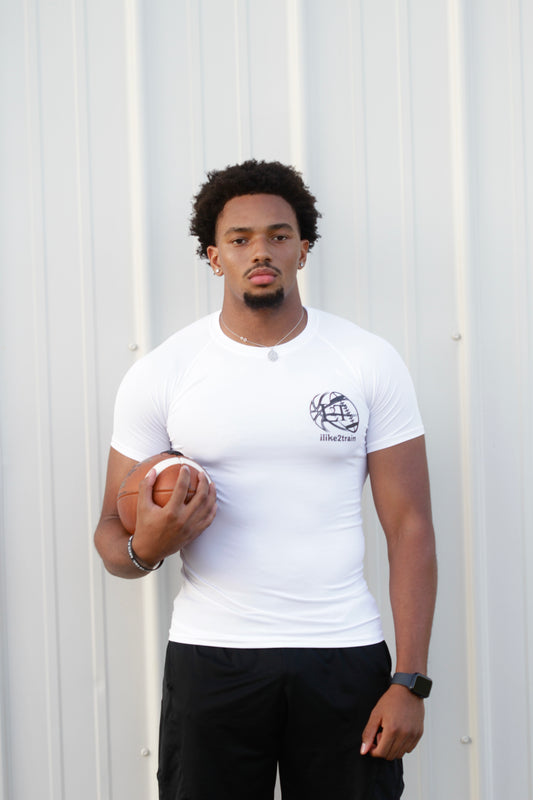 White short sleeve compression shirt