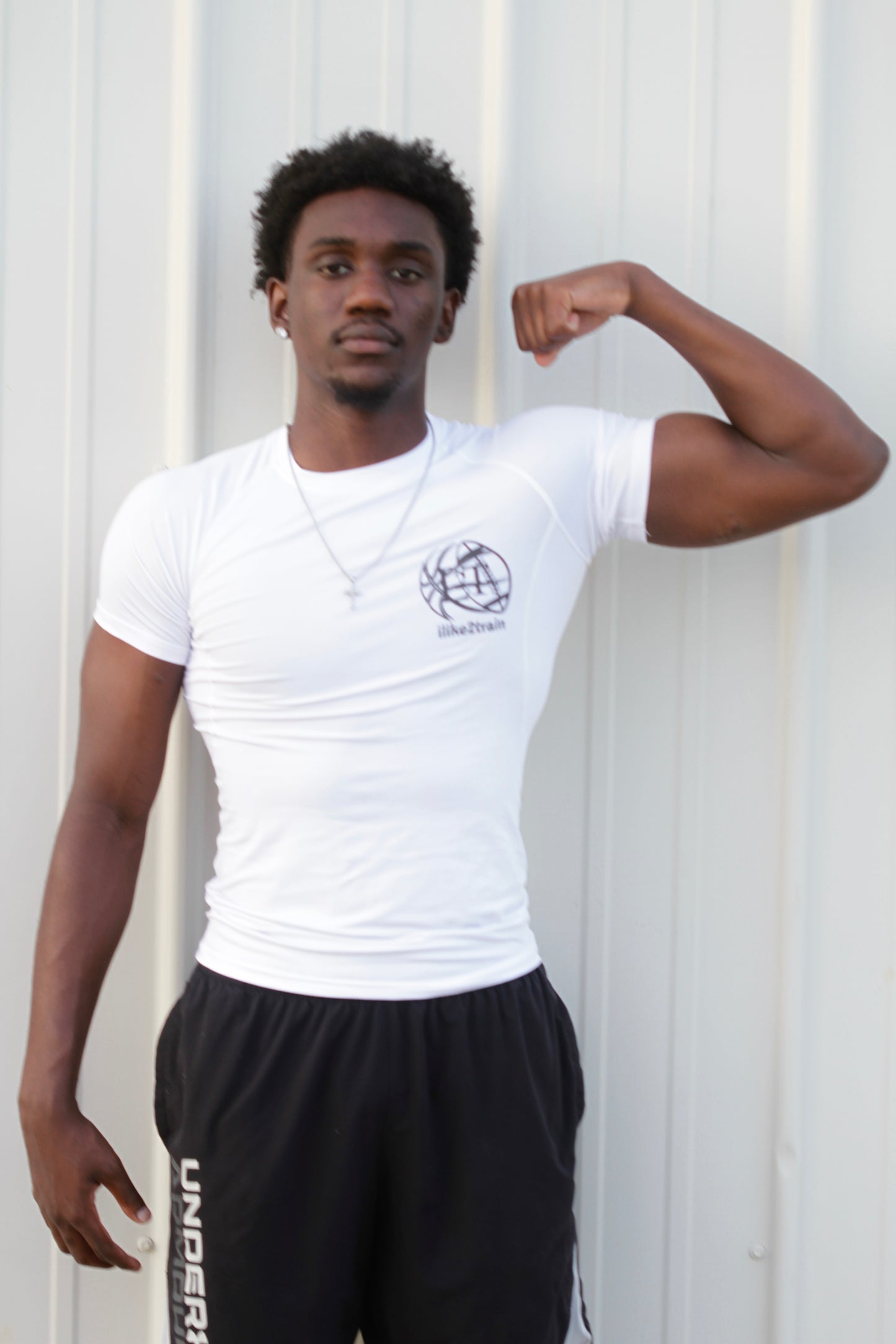 White short sleeve compression shirt